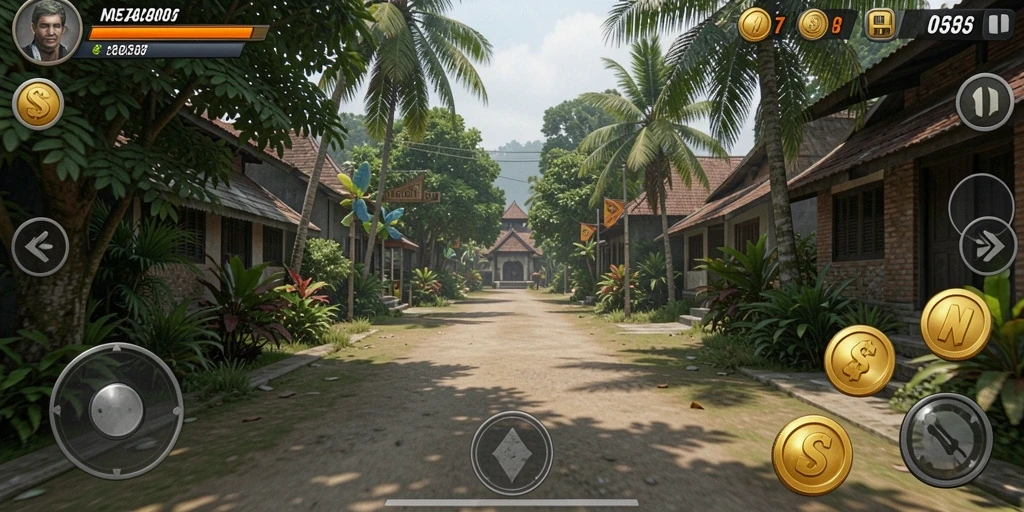 Grafik indah yang menggambarkan dunia game.